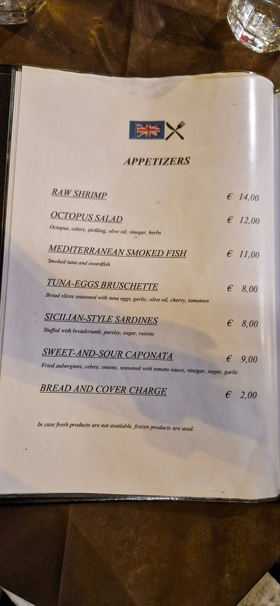Menu di Osteria Vineria a Casa Mia 