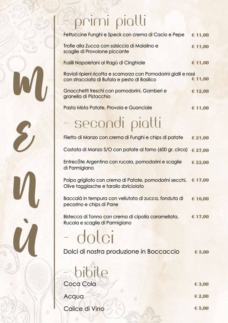Menu di Vini e Boccacci 