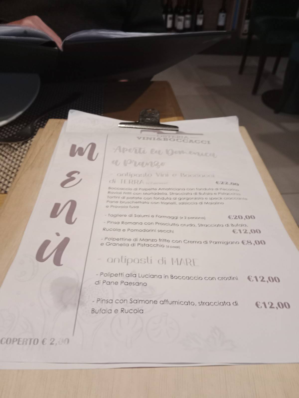 Menu di Vini e Boccacci 