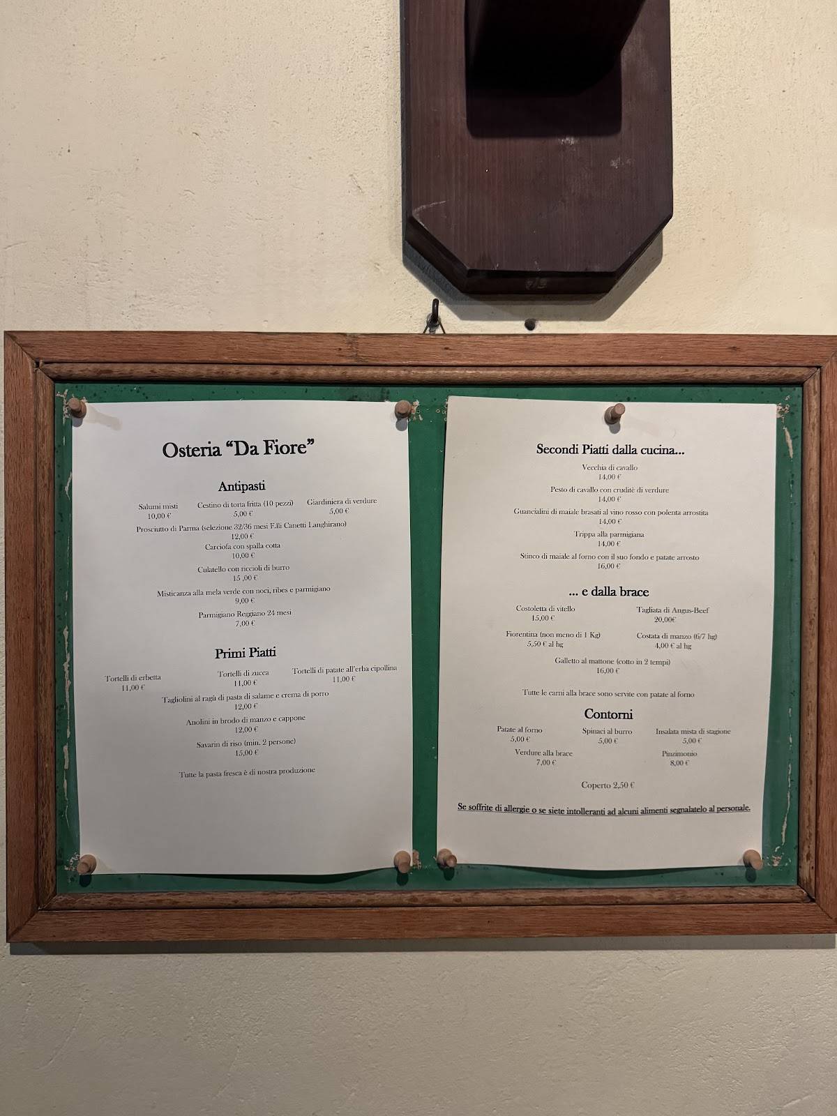 Menu di Osteria "da Fiore" 