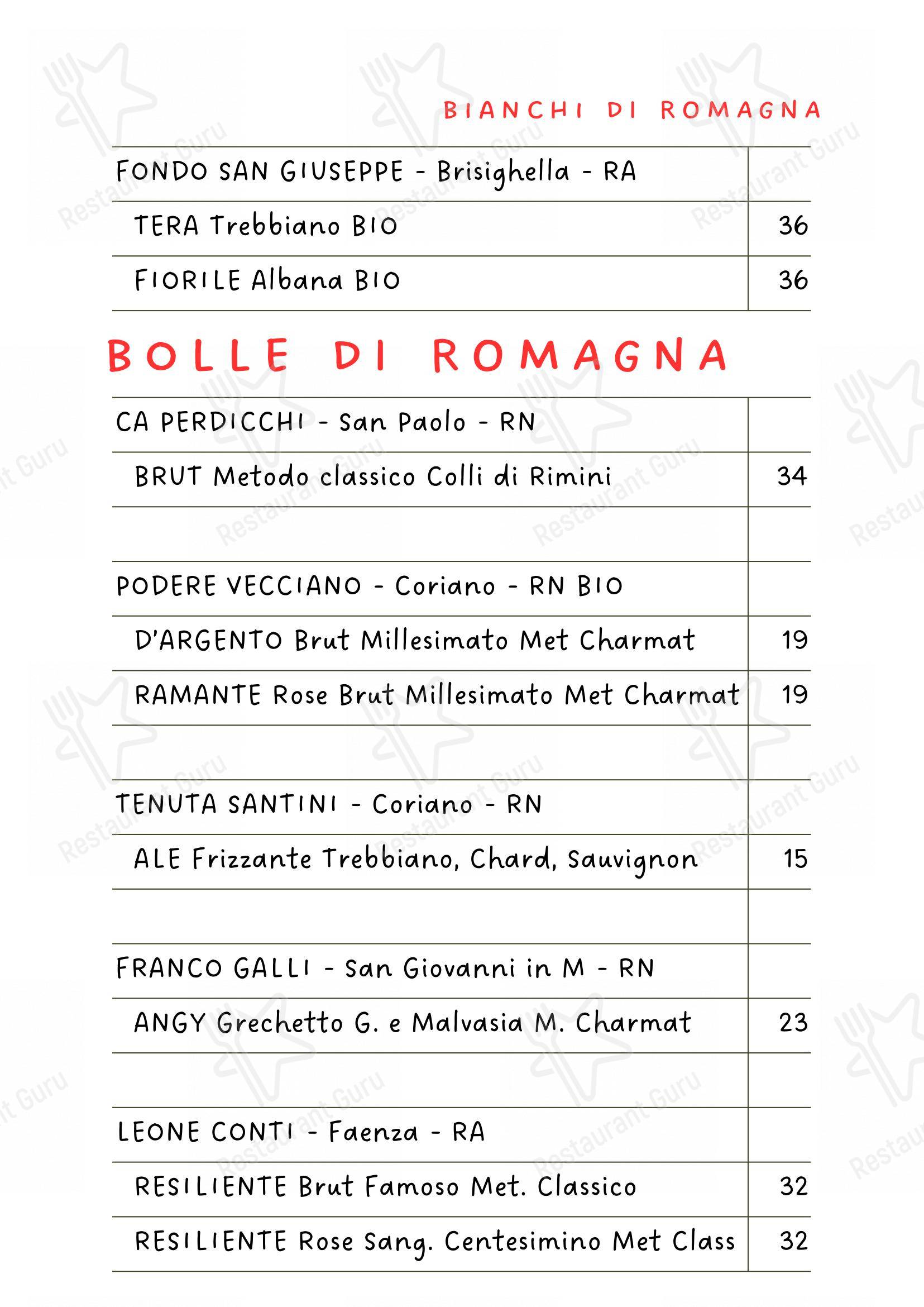 Menu di Osteria de Borg - Menu