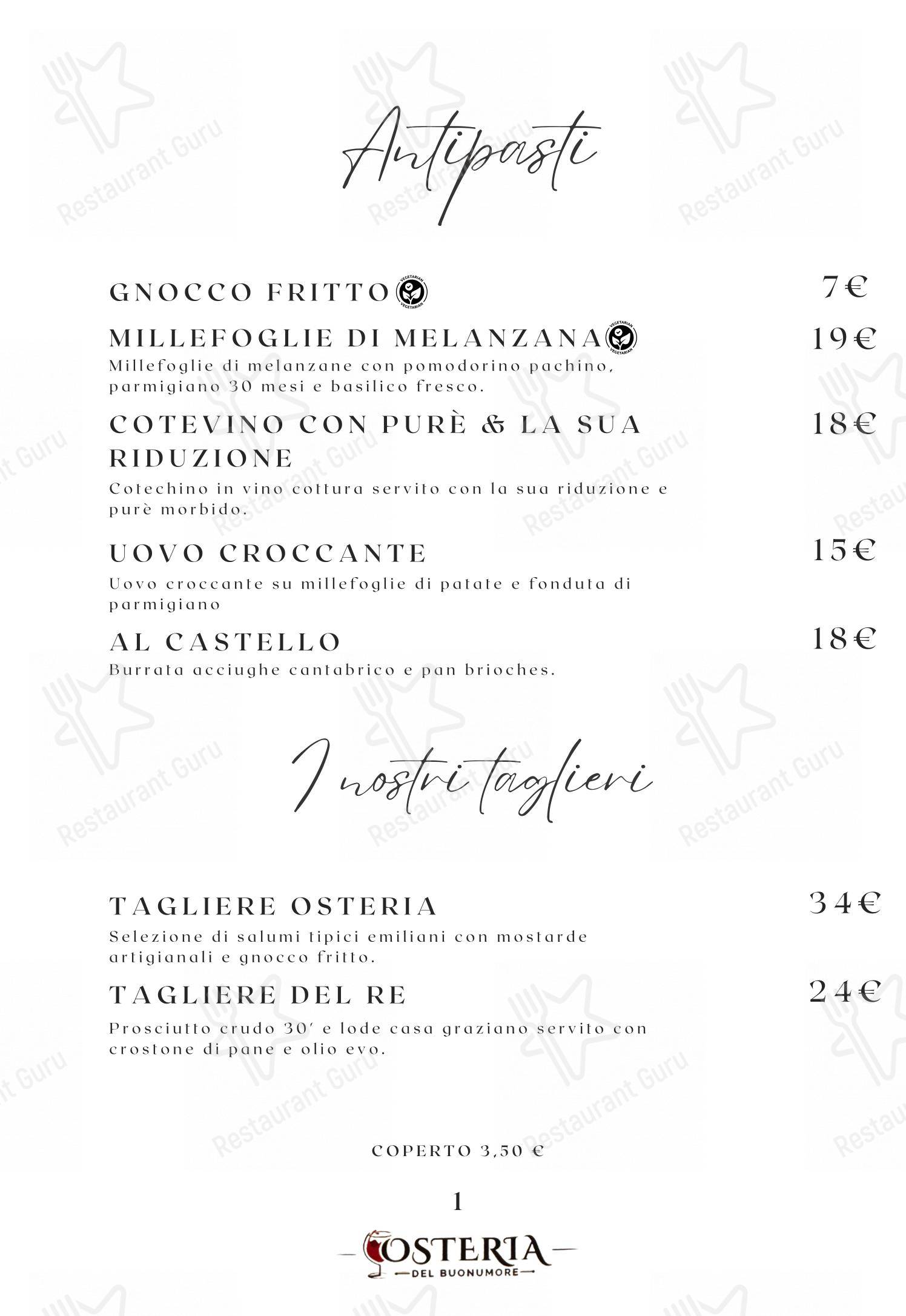 Osteria Del Buon Umore in Como - Menu