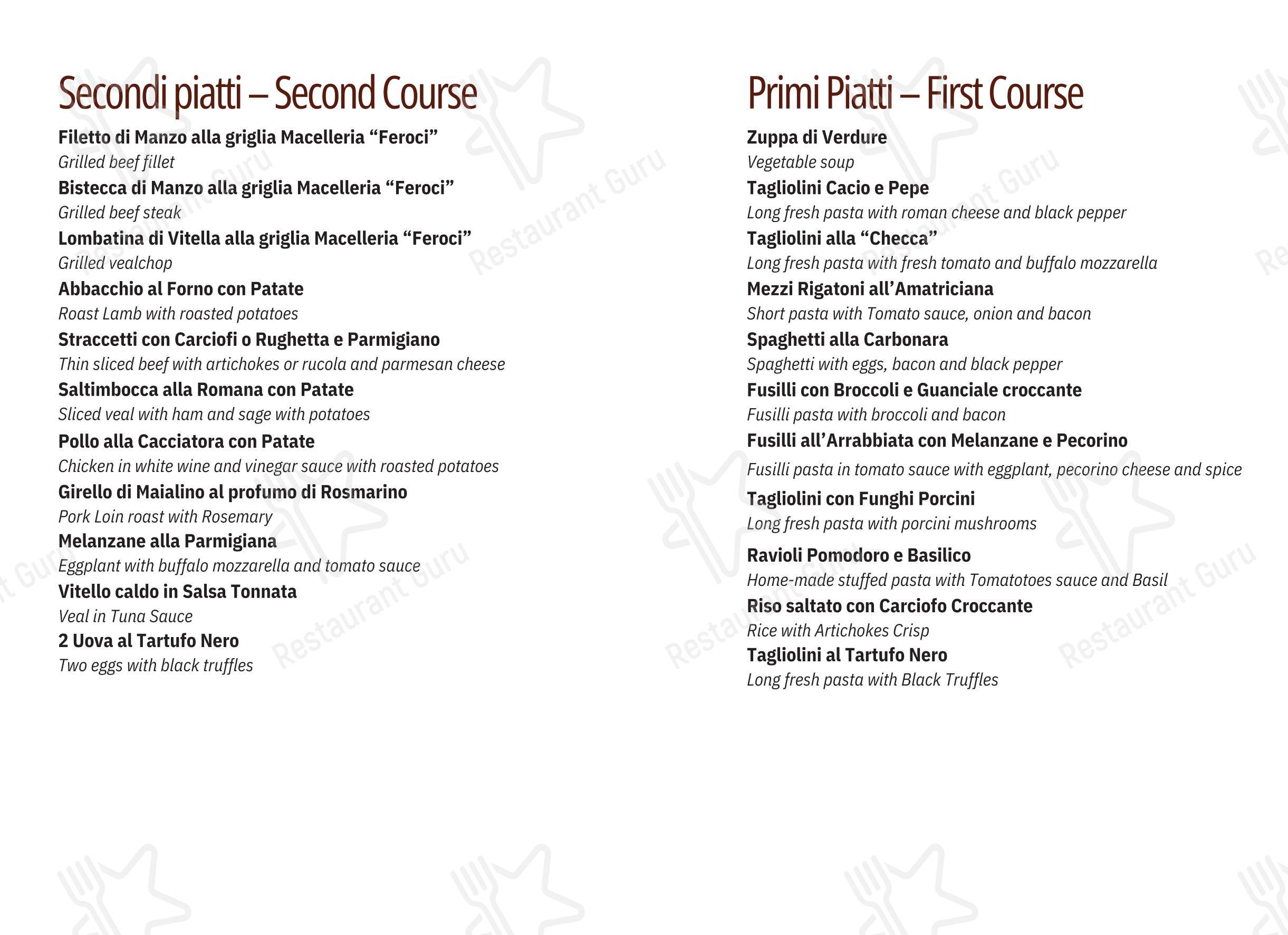 Menu di Osteria del Sostegno - Menu