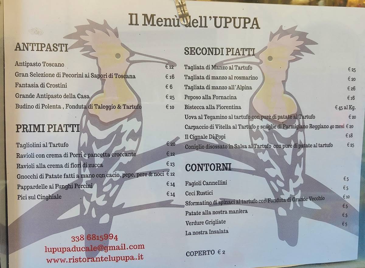 Menu di Osteria l'Upupa