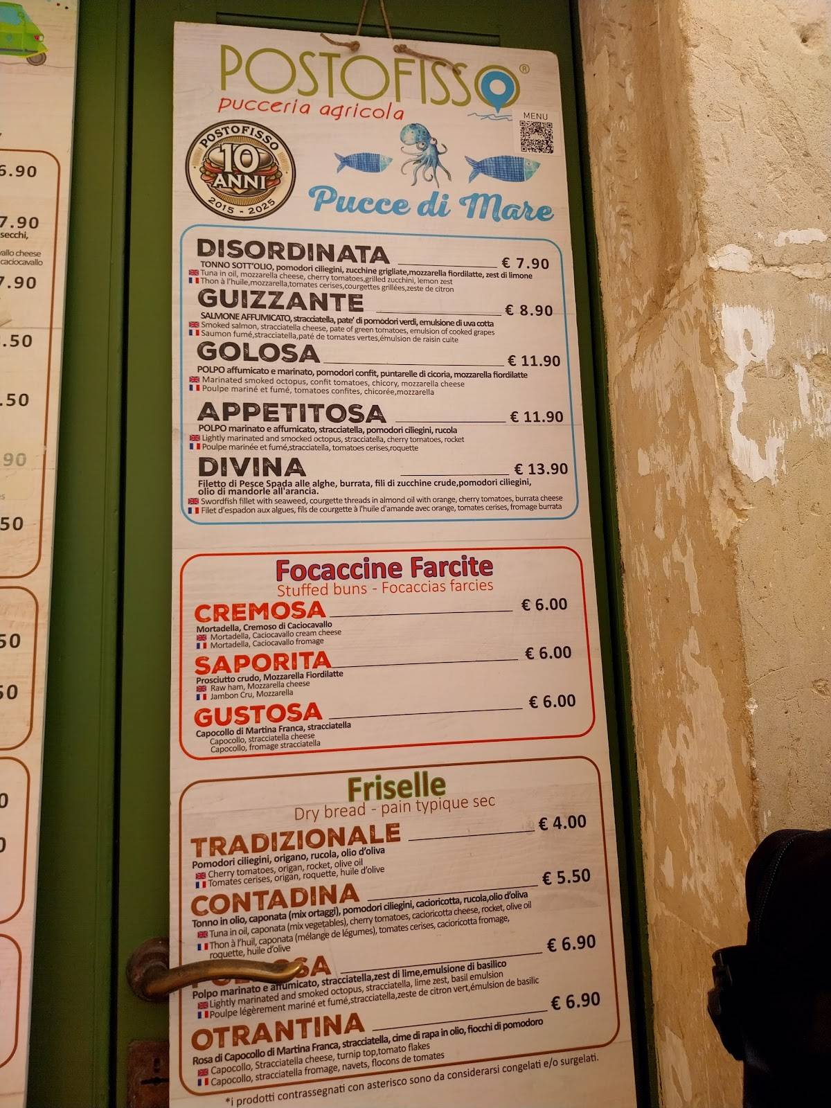 Menu di Postofisso pucceria agricola 