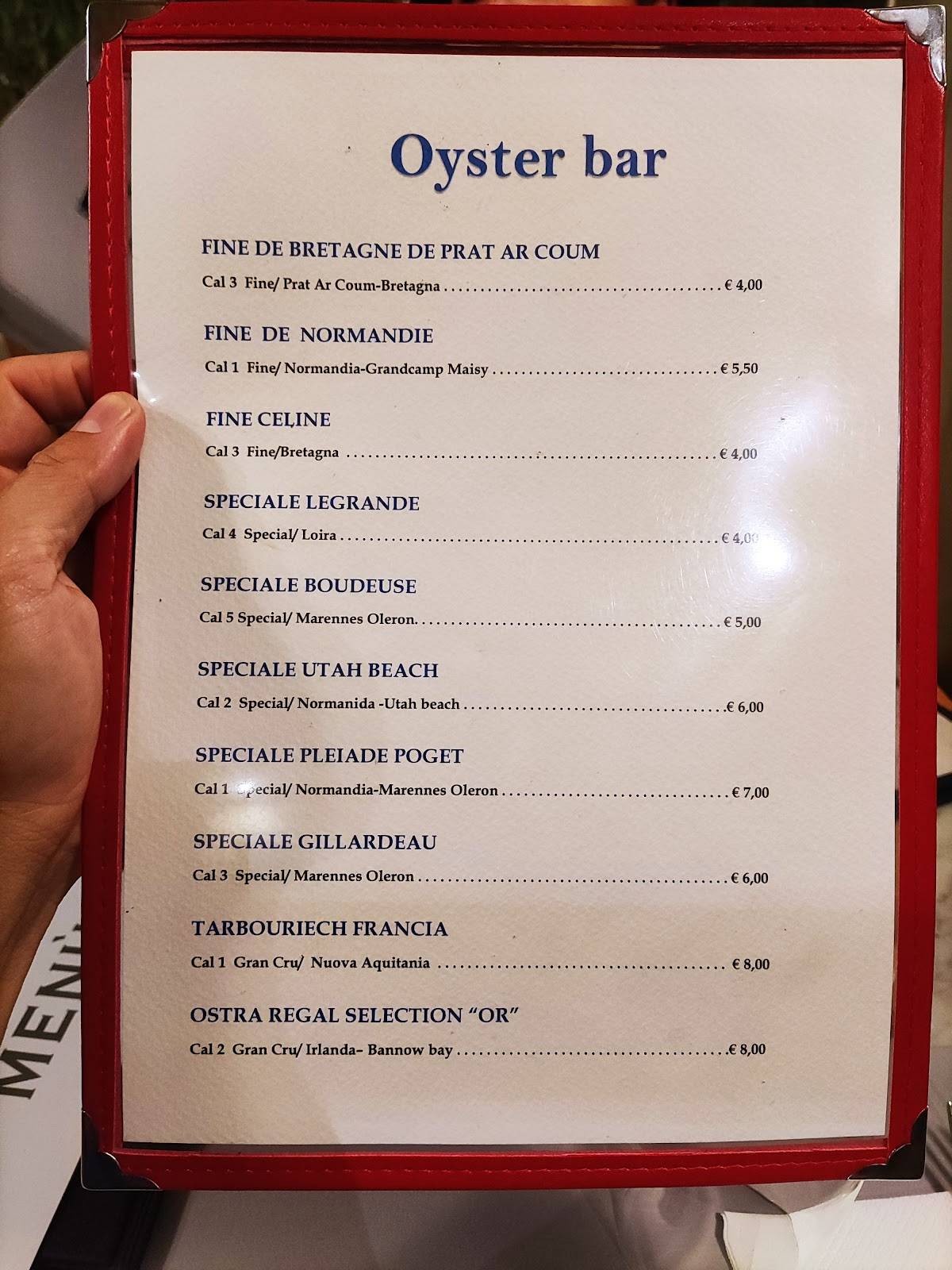 Menu di Oysteria 