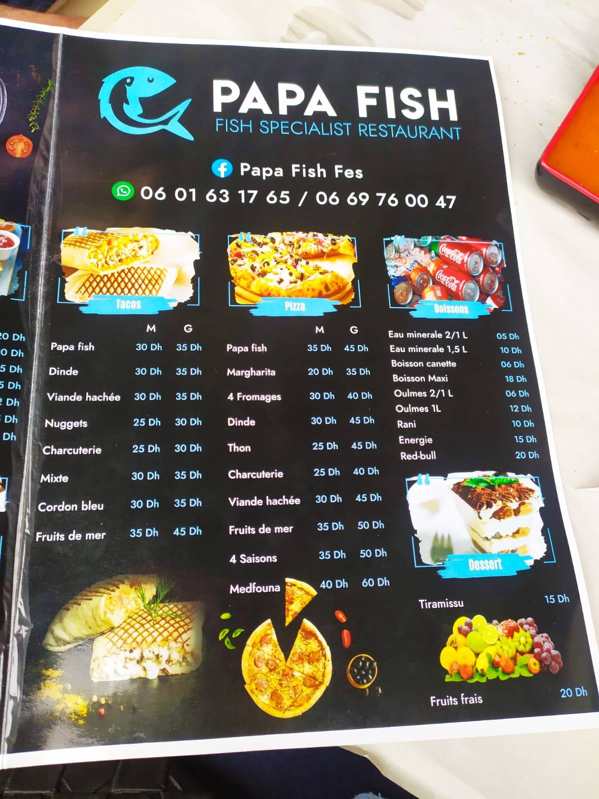 Menu de PAPA FISH