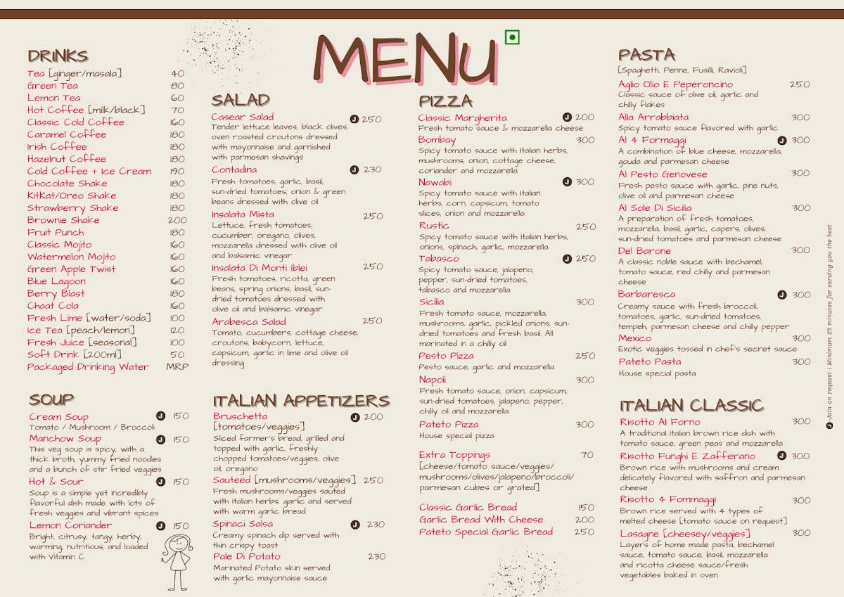 PATETO menu