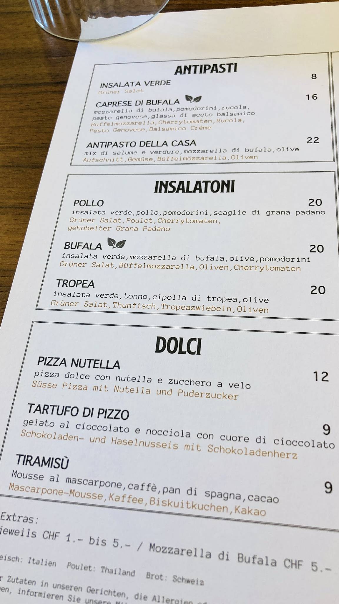 Menu di PEPPINO Baden 