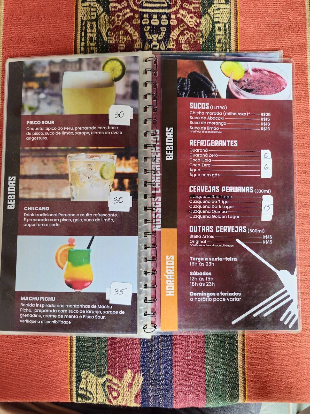 Perú Tradición cardápio