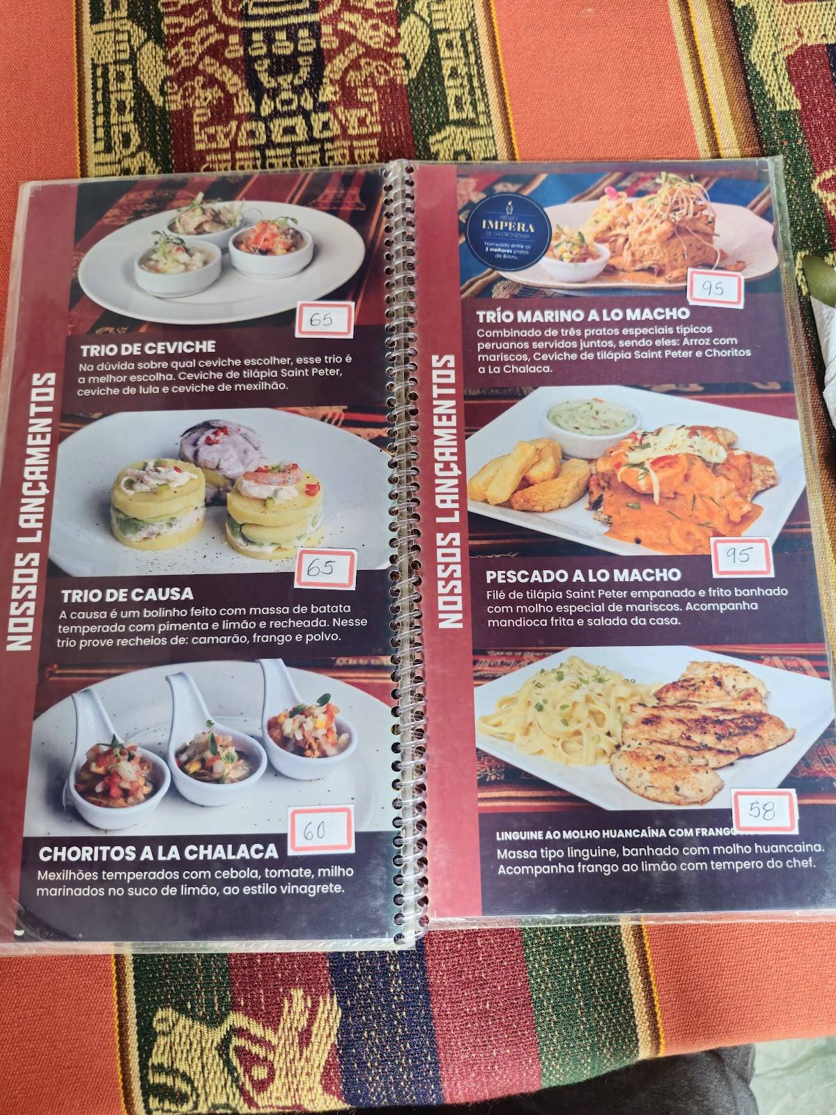 Perú Tradición cardápio