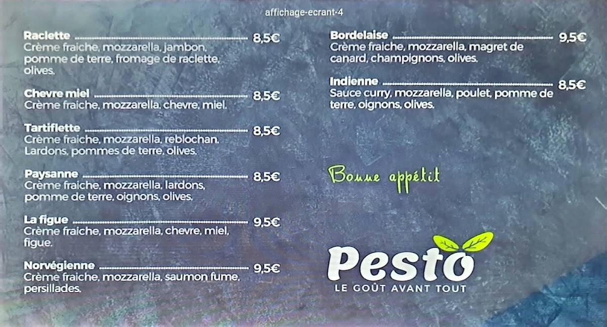 Menu de PESTO