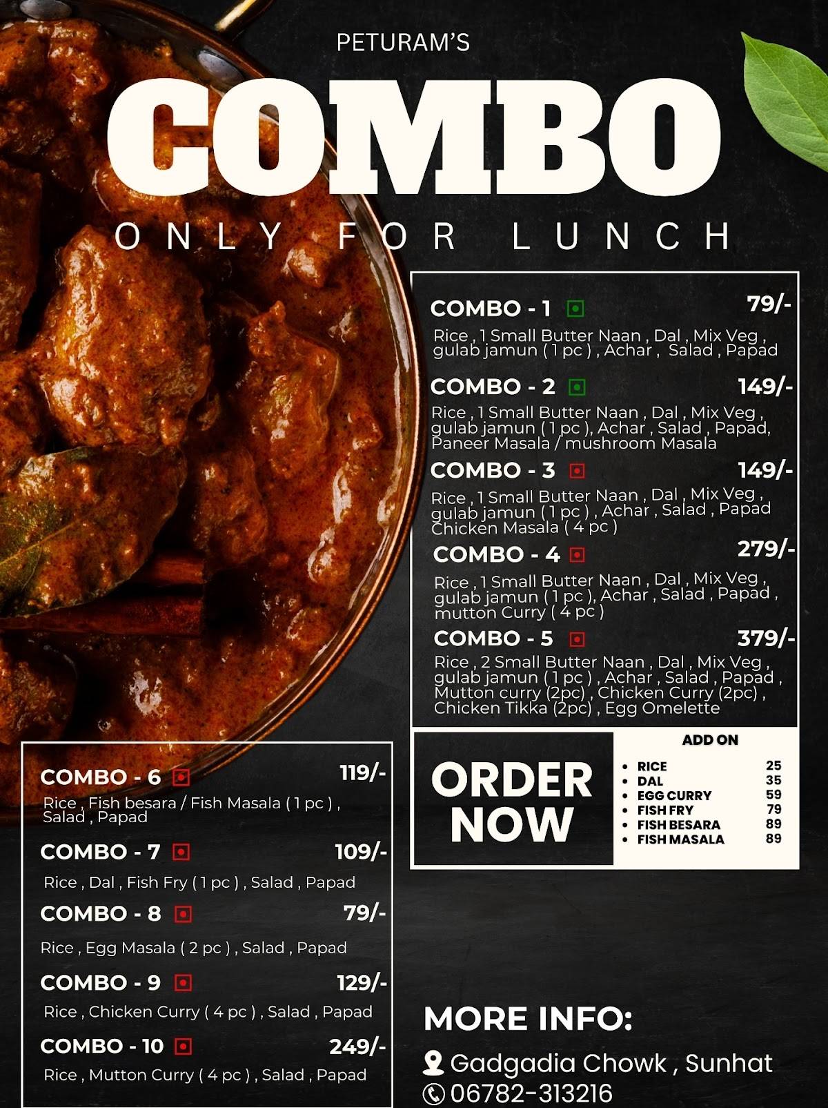 PETURAM menu