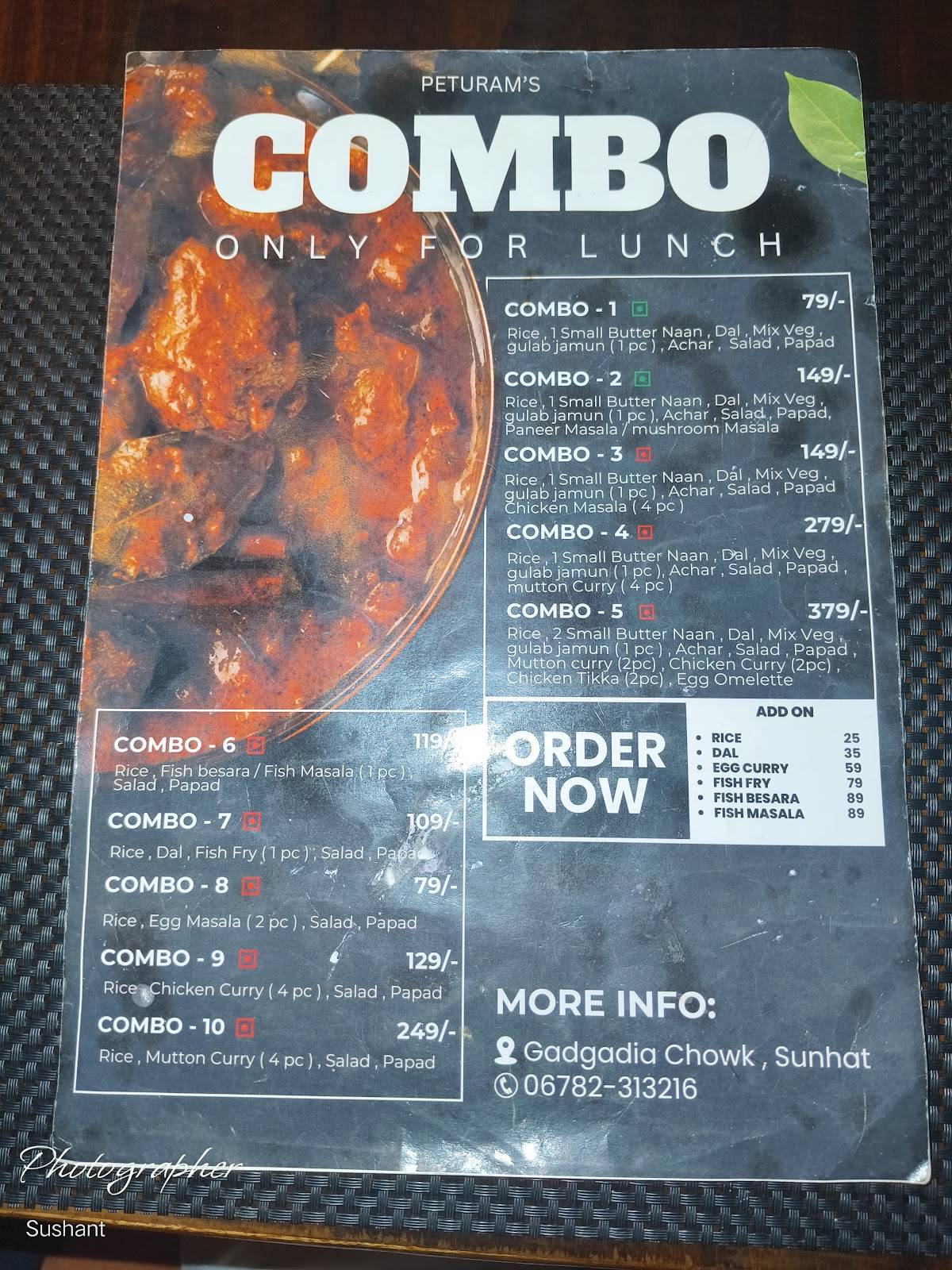 PETURAM menu