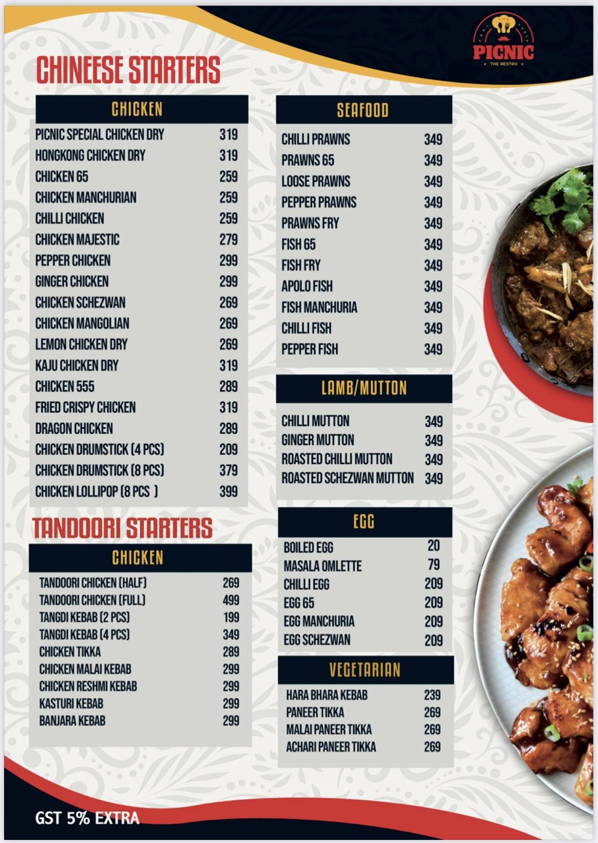 Menu at PICNIC THE RESTRO (Family Restaurant), Secunderabad