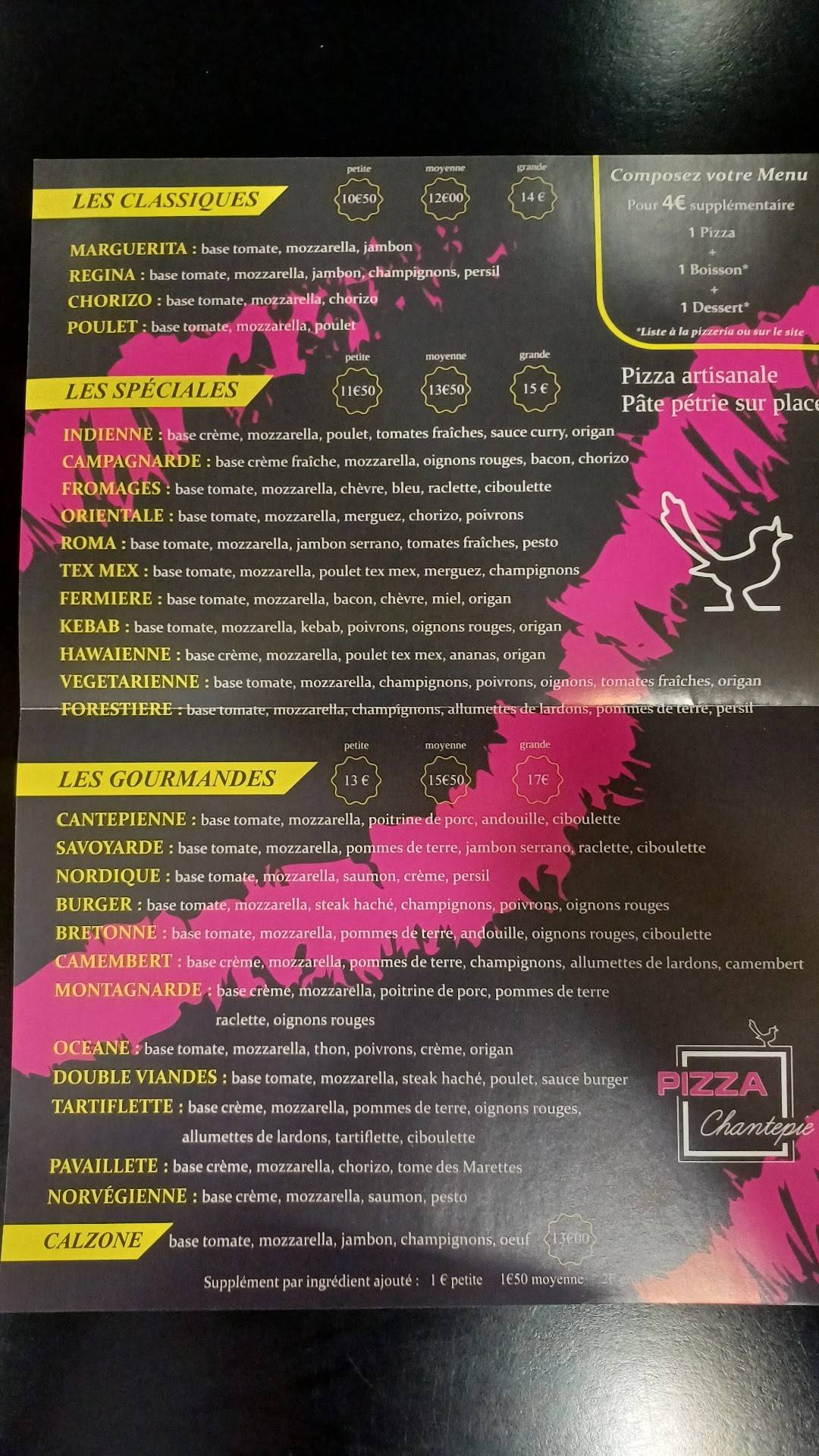 Menu de PIZZA Chantepie