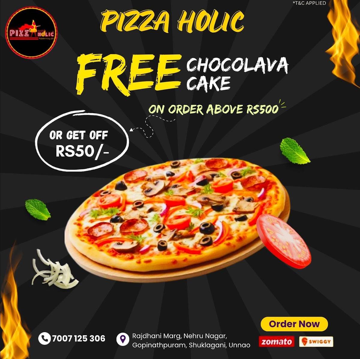 PIZZAHOLIC menu