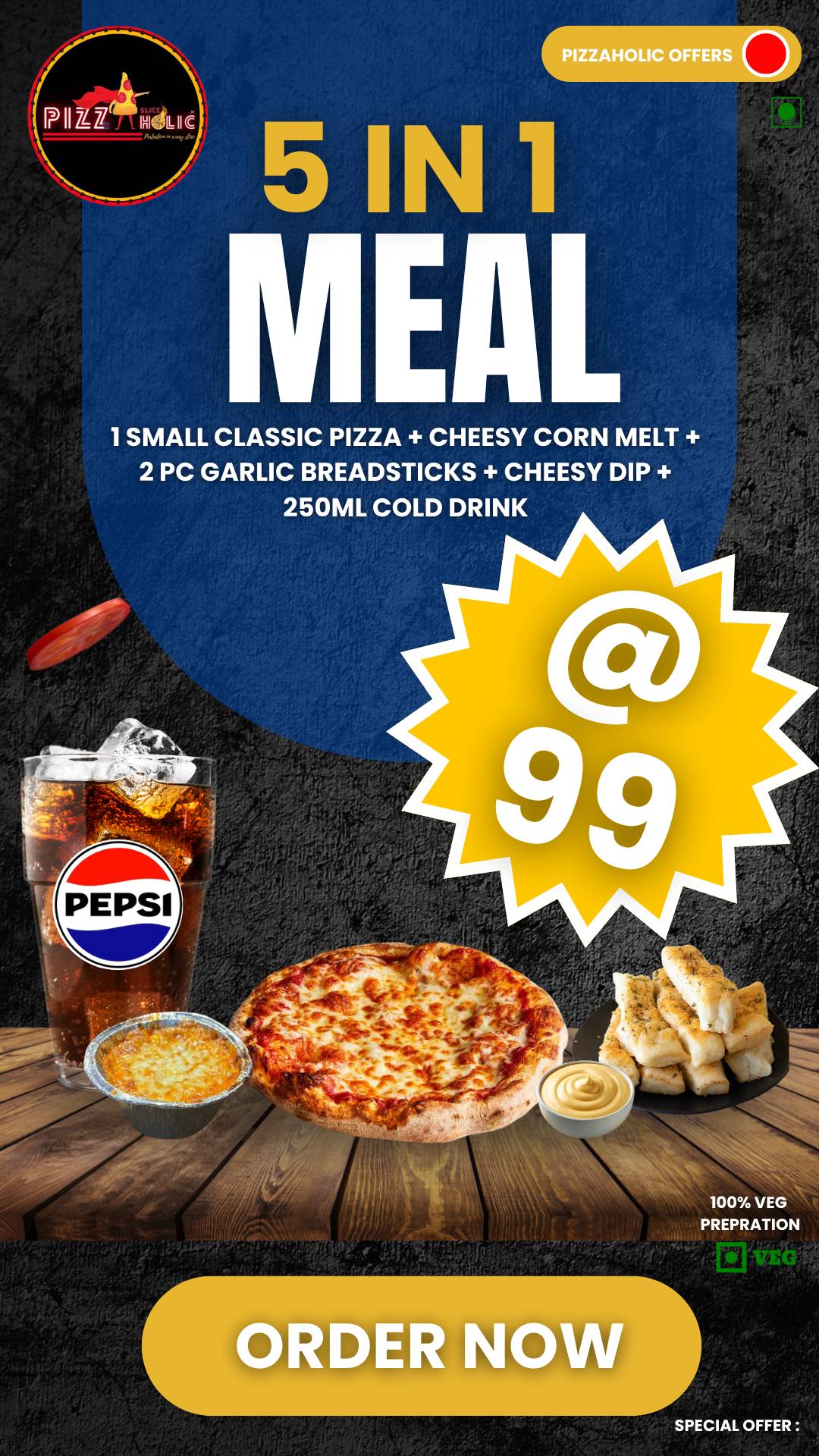 PIZZAHOLIC menu