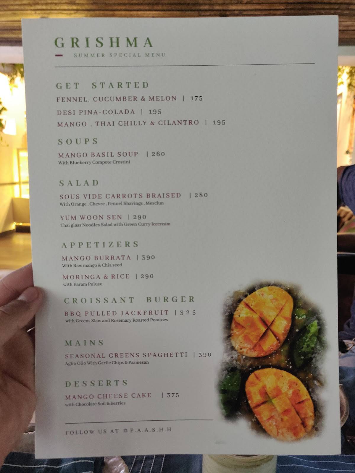 Paashh menu