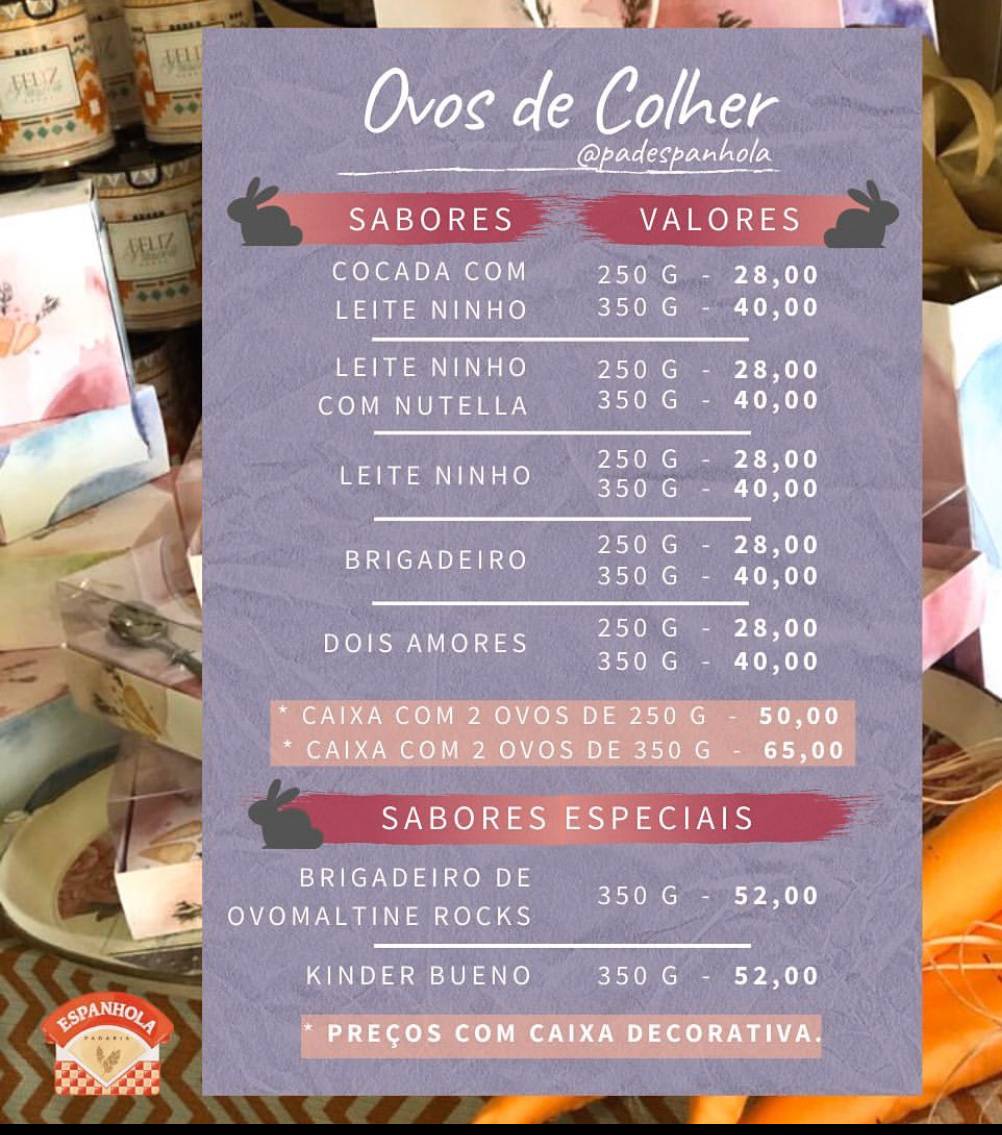 Padaria Espanhola cardápio