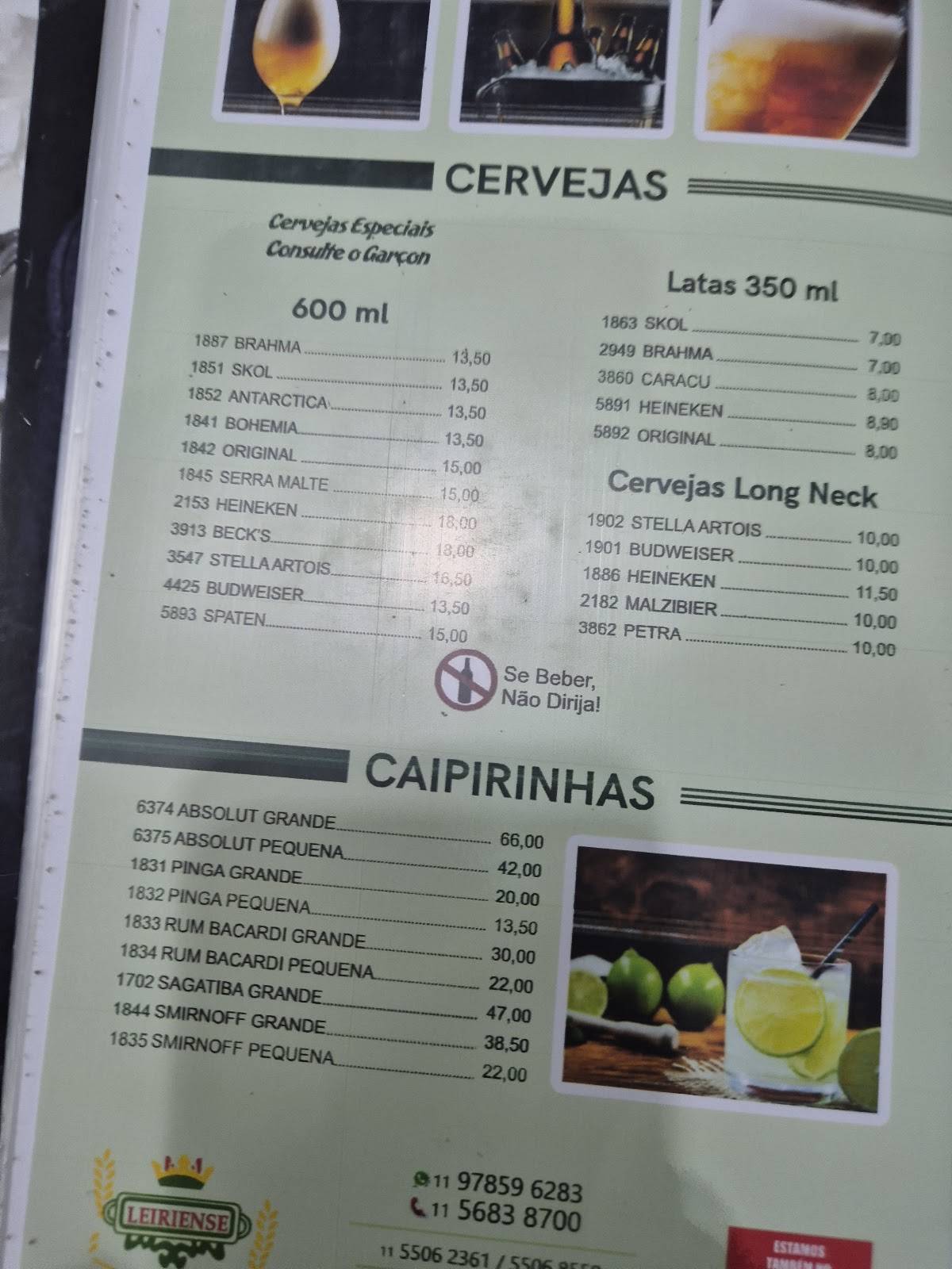 Padaria Leiriense cardápio