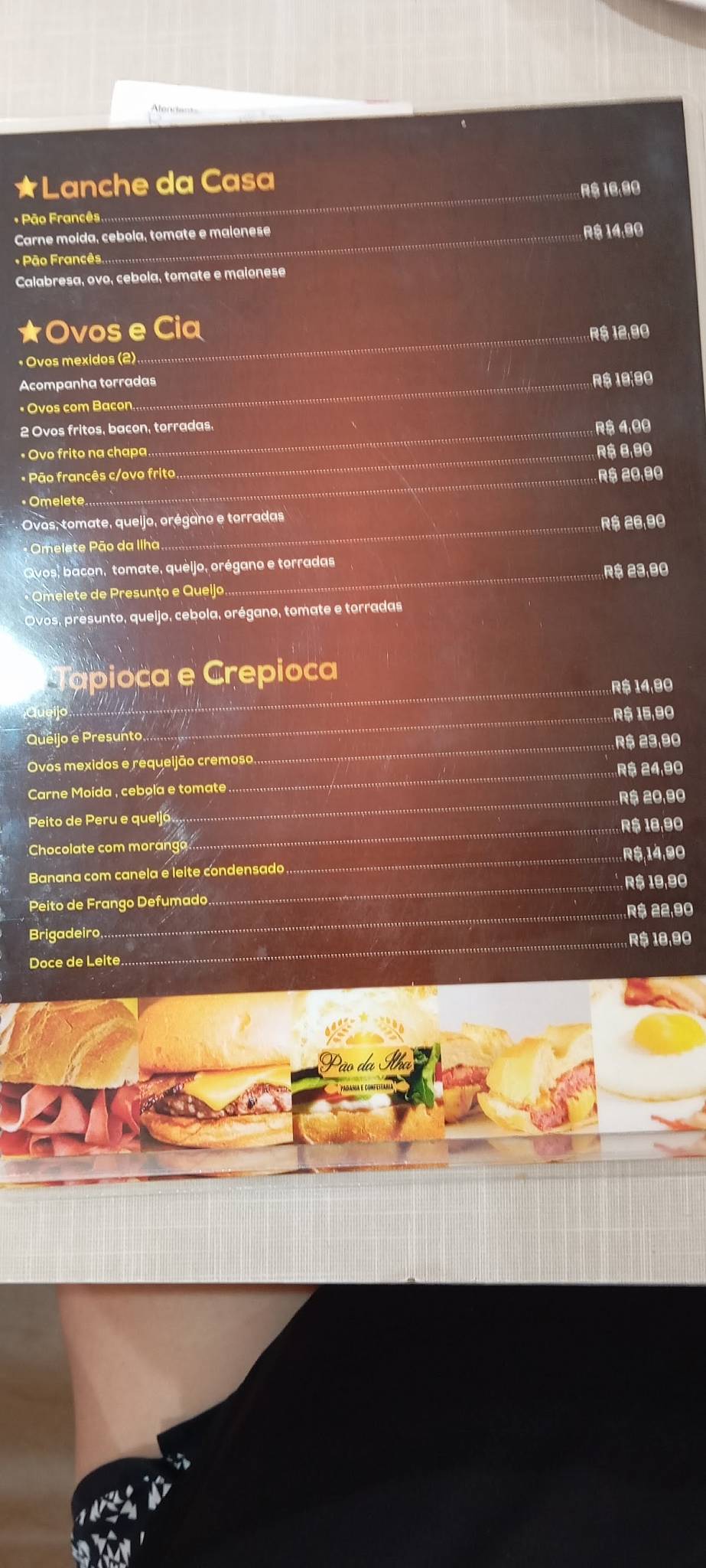 Padaria Pão da Ilha cardápio