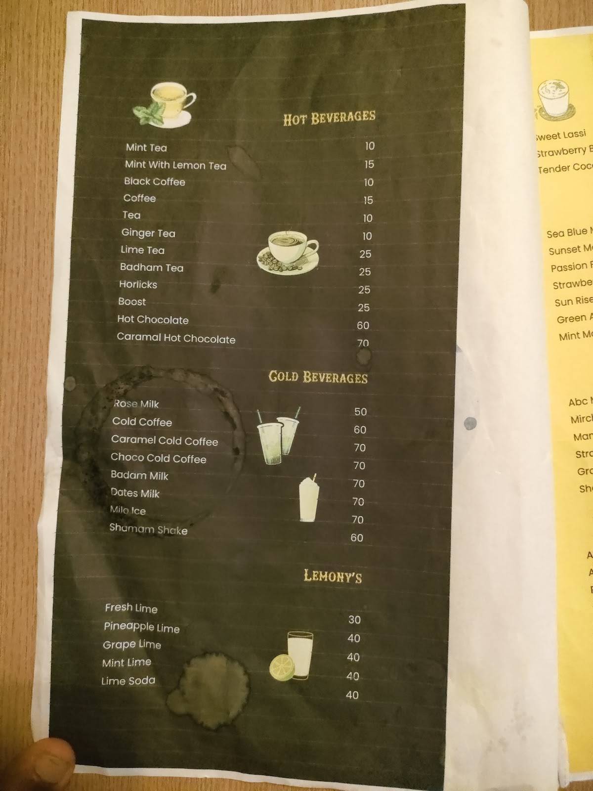 The Silver spoon menu