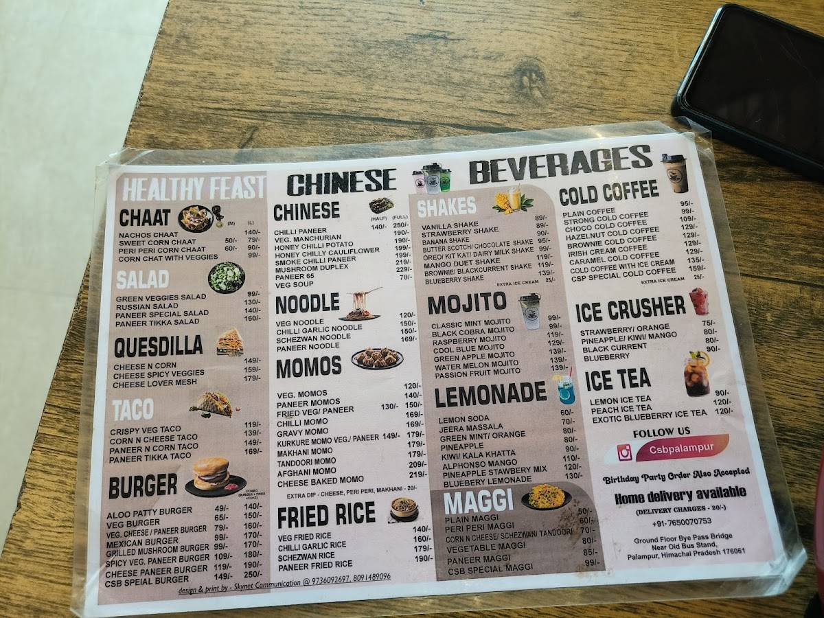 Chai Sutta Bar Palampur menu