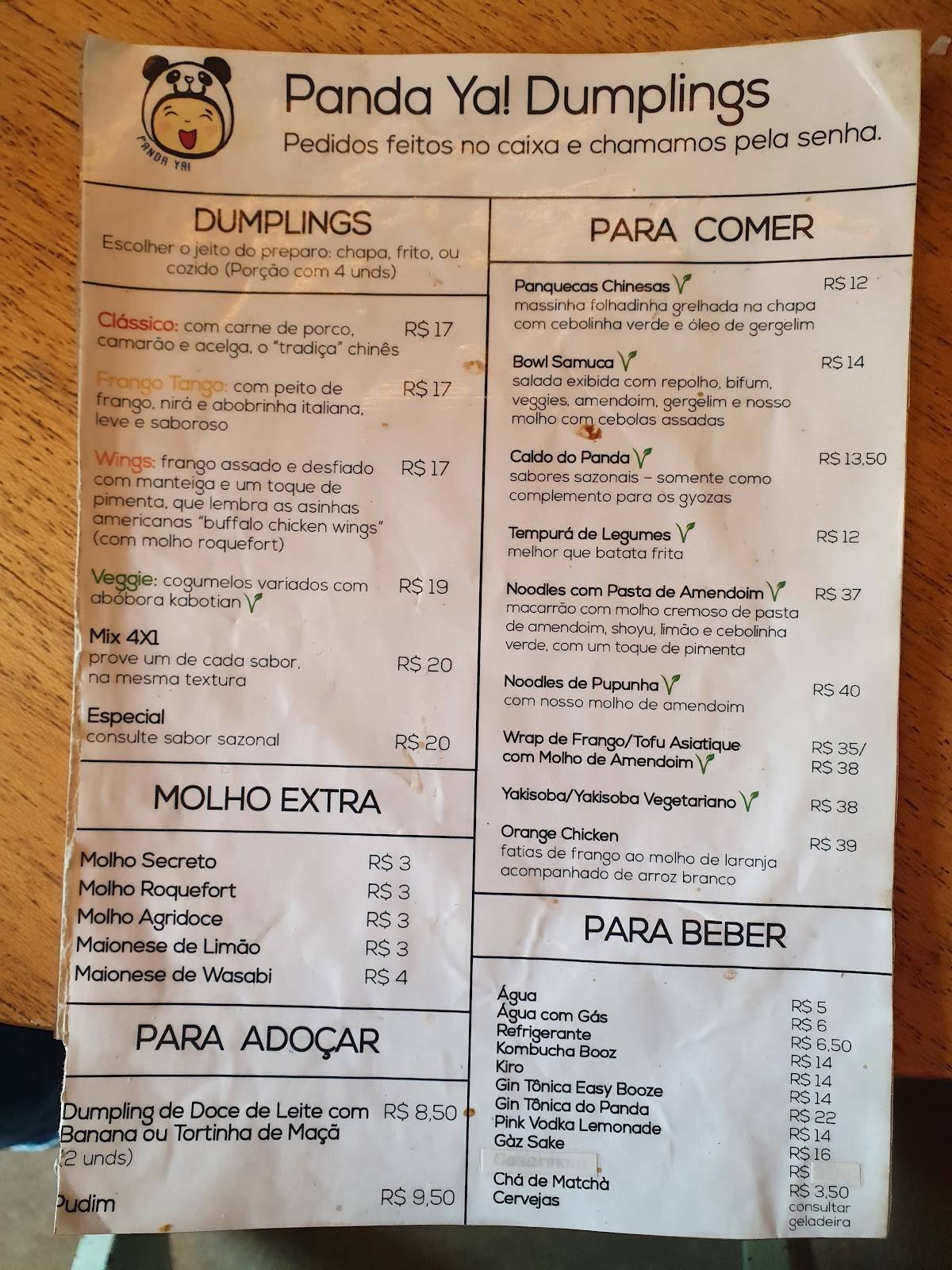 Panda Ya! cardápio