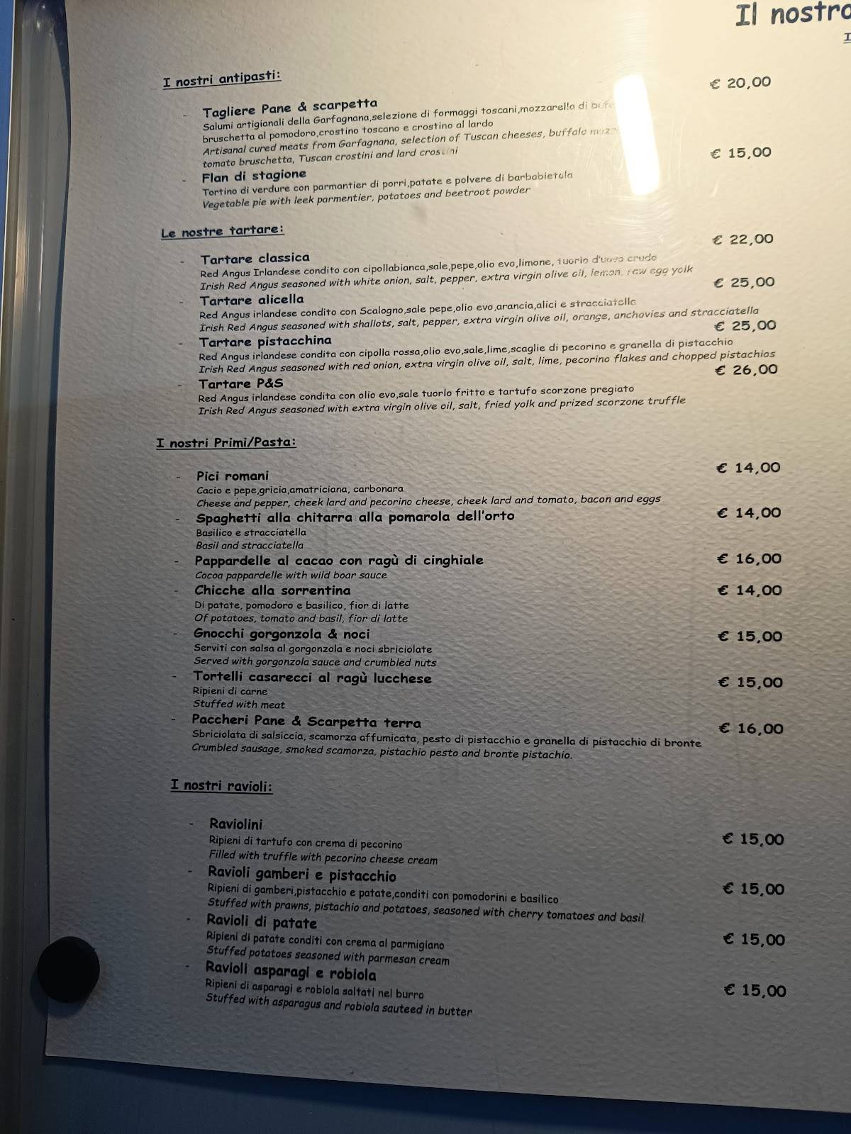 Menu di Pane & Scarpetta 