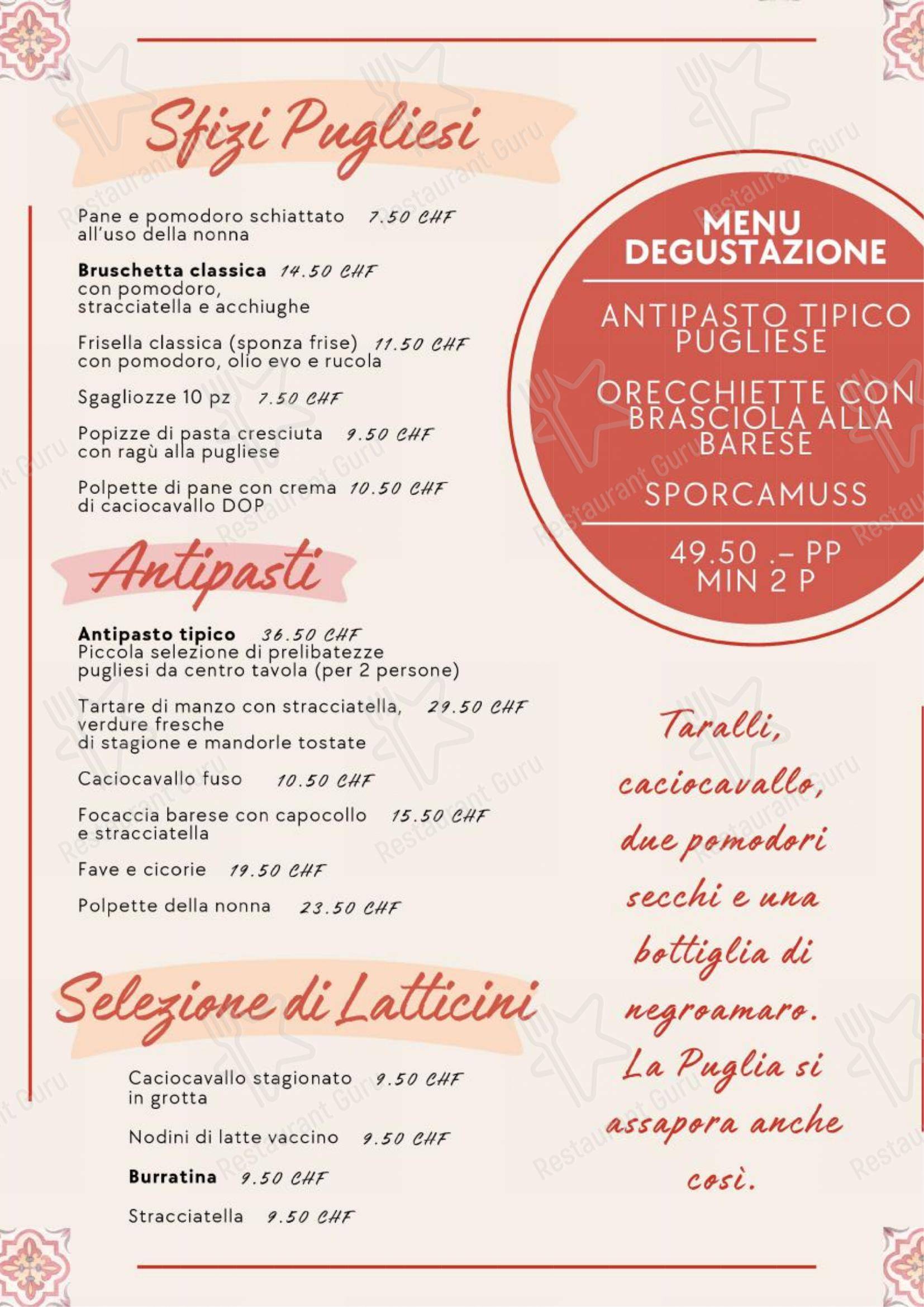 Menu per Pane e Pomodoro in Lugano