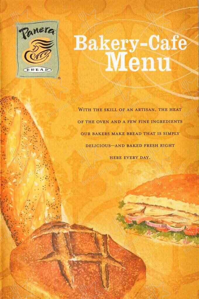 Panera Bread menu