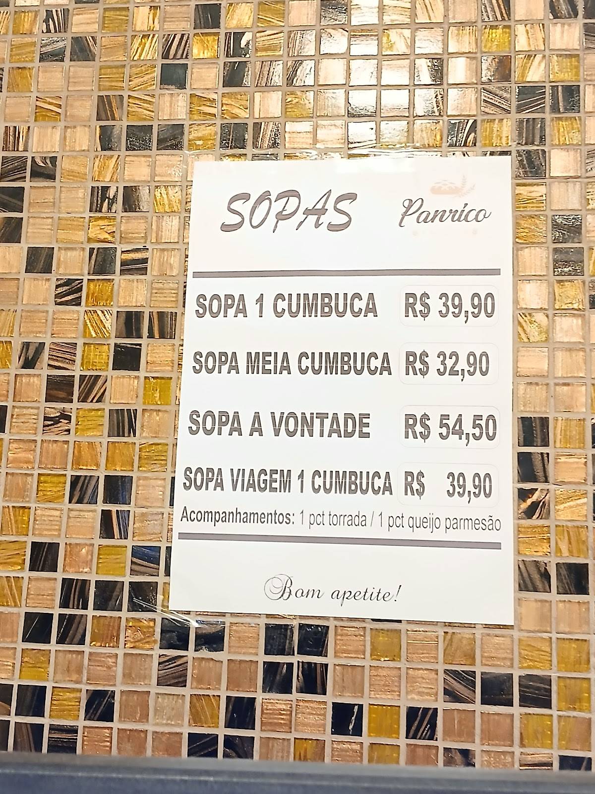 Panificadora Panrico cardápio