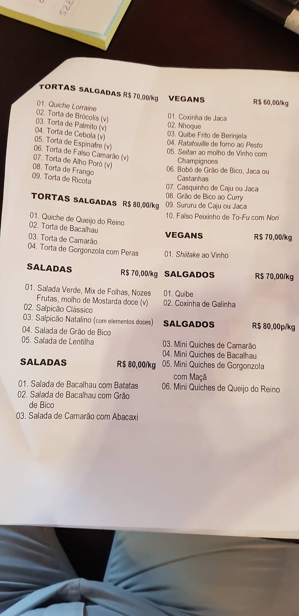 Papaya Verde cardápio
