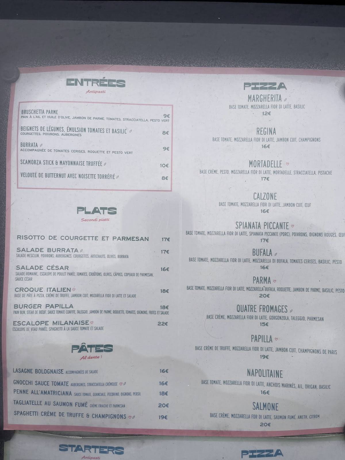 Menu de Papilla