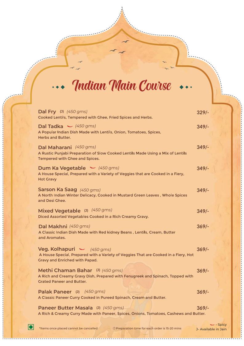 Parampara - Flavours Of India menu