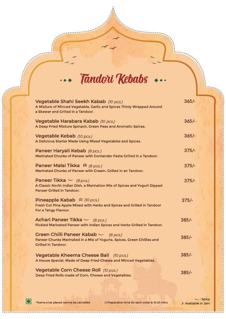 Parampara - Flavours Of India menu