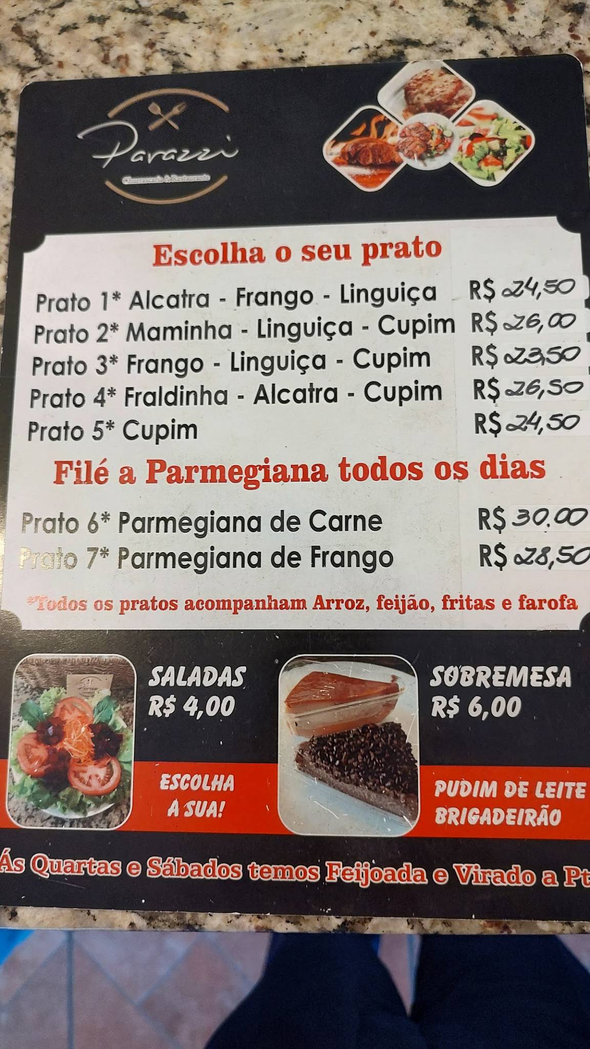 Parazzi Churrascaria e Restaurante cardápio