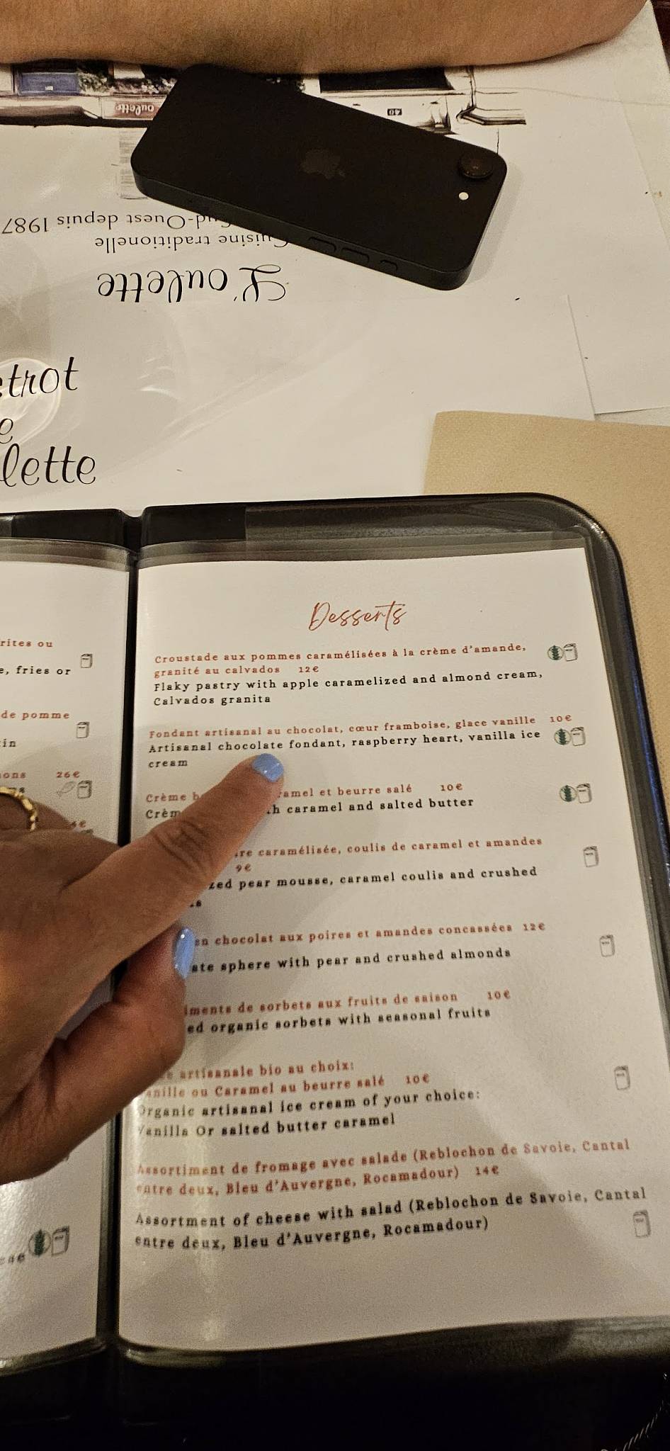 Menu de Bistrot de l’Oulette
