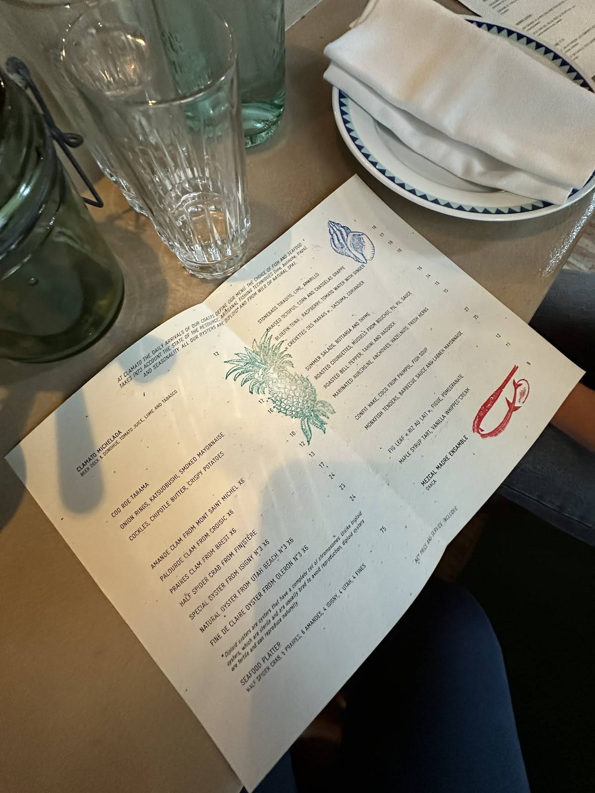 Menu de Clamato