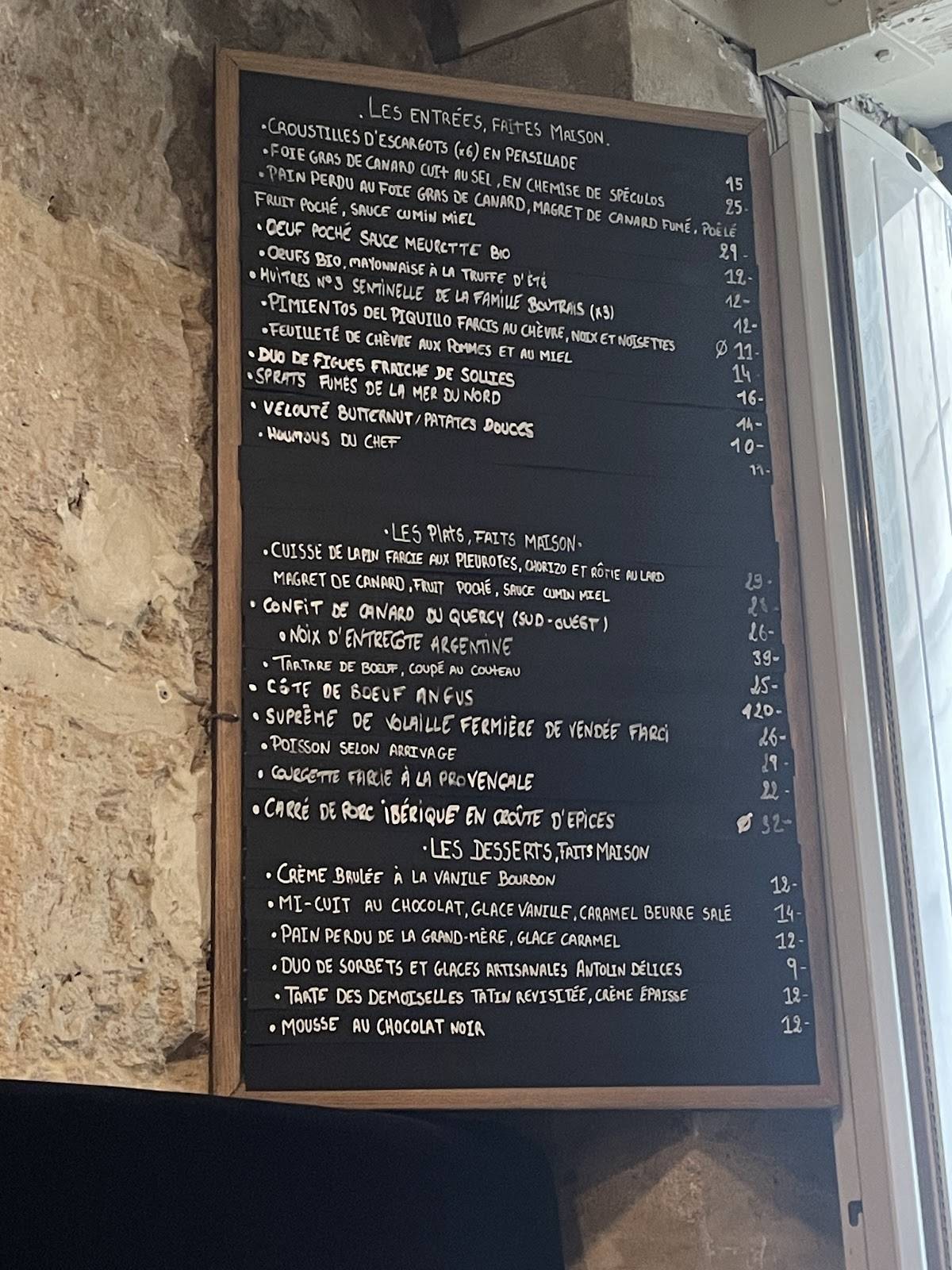 Menu de Le Colimaçon marais