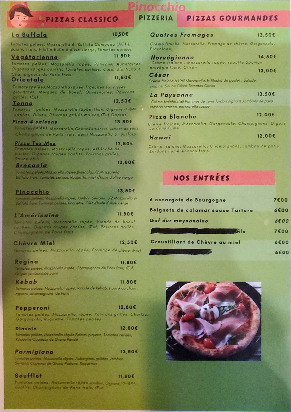Menu de Pinocchio