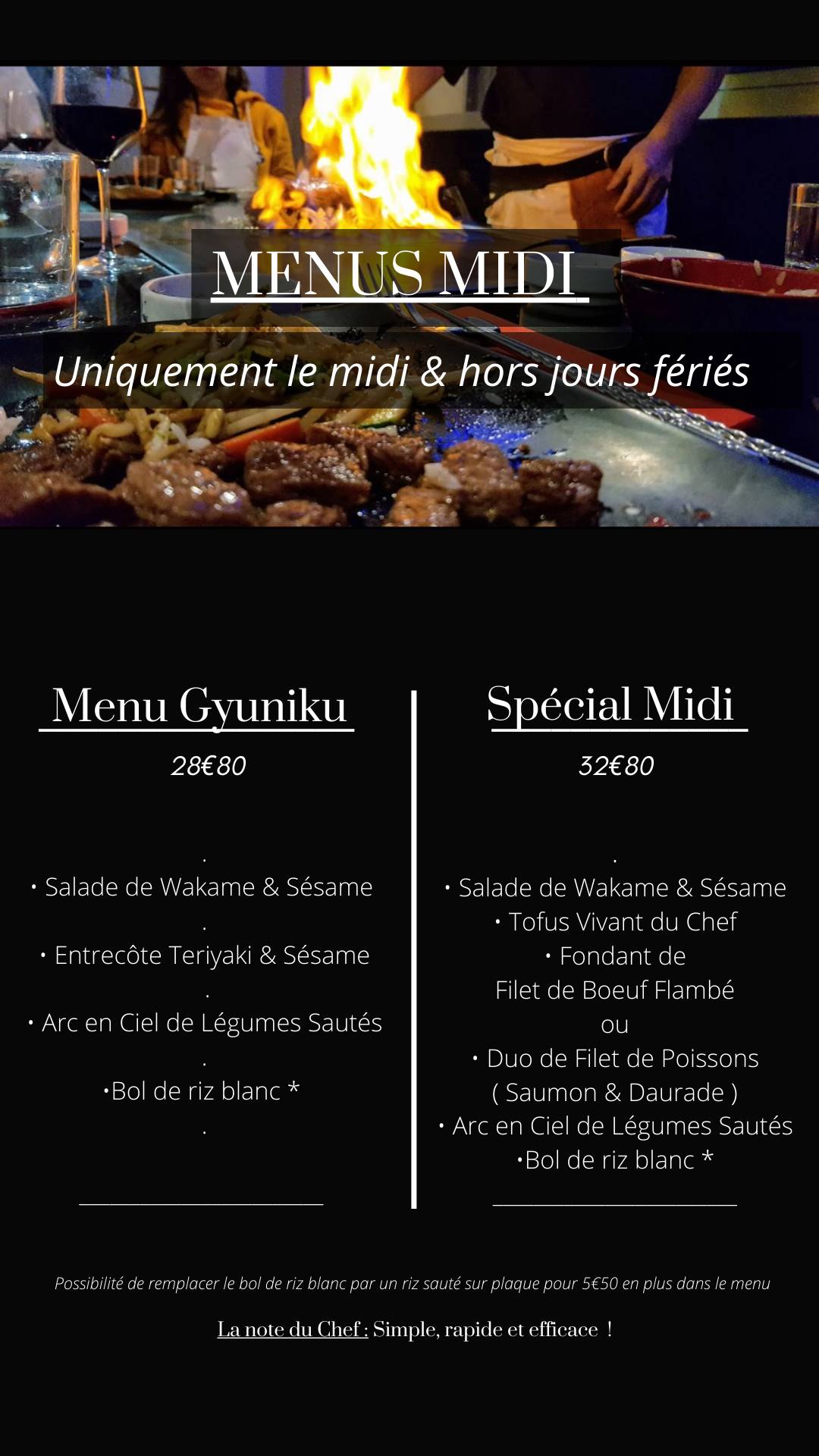 Menu de Devant-vous