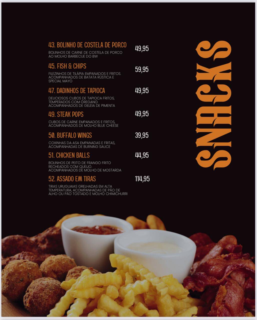 BW Steaks & Burgers cardápio