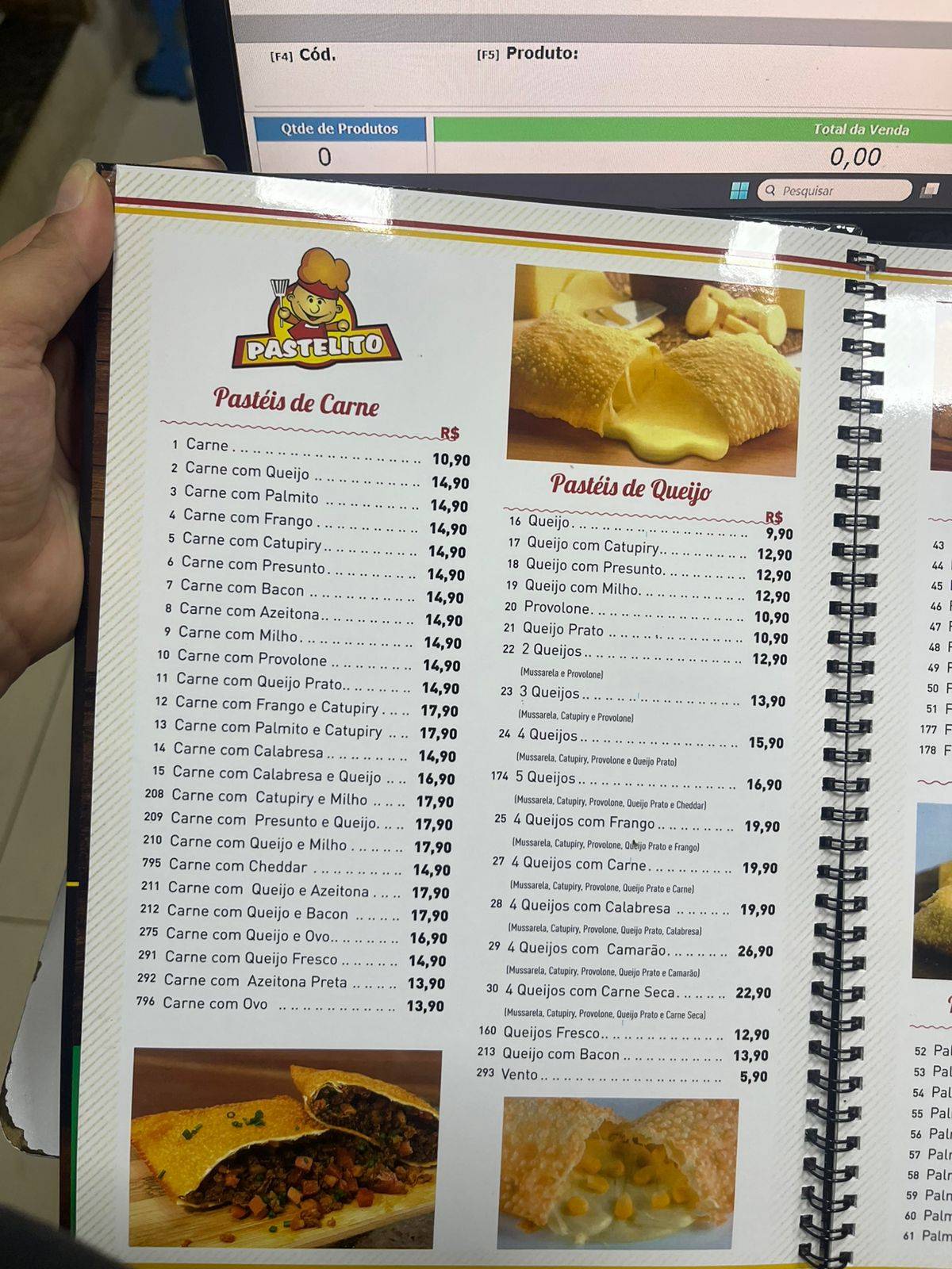 Pastelito cardápio