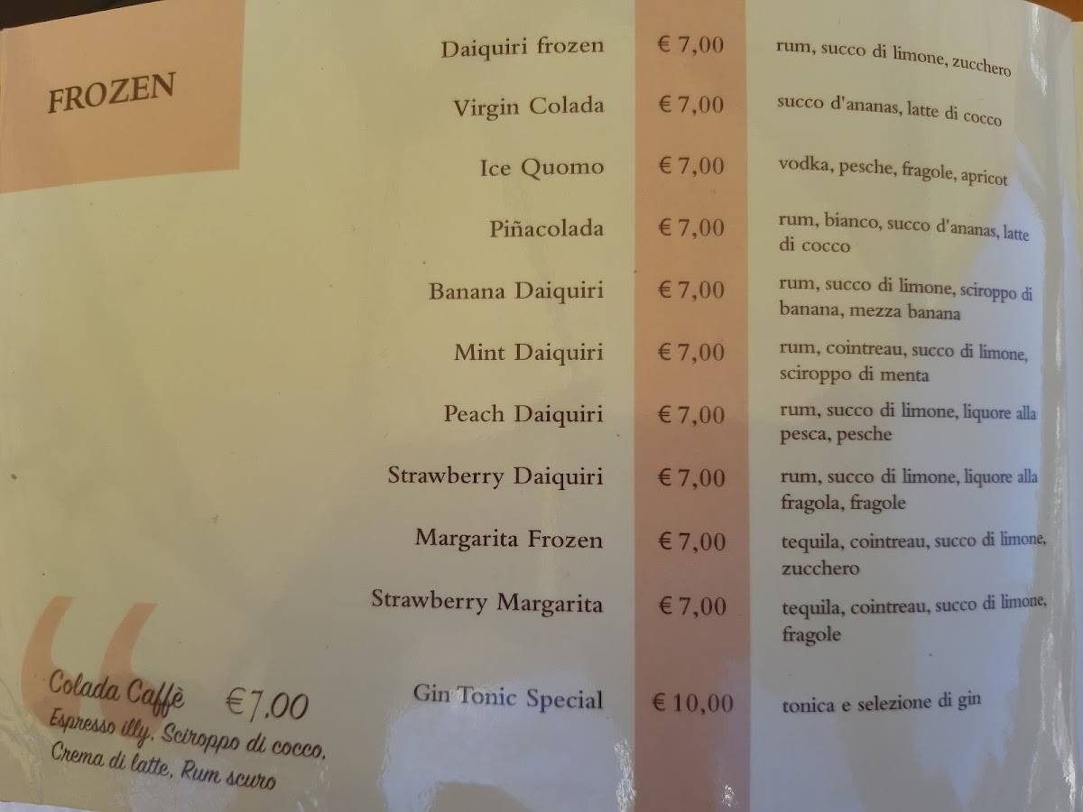 Menu di Pasticceria Colombo 