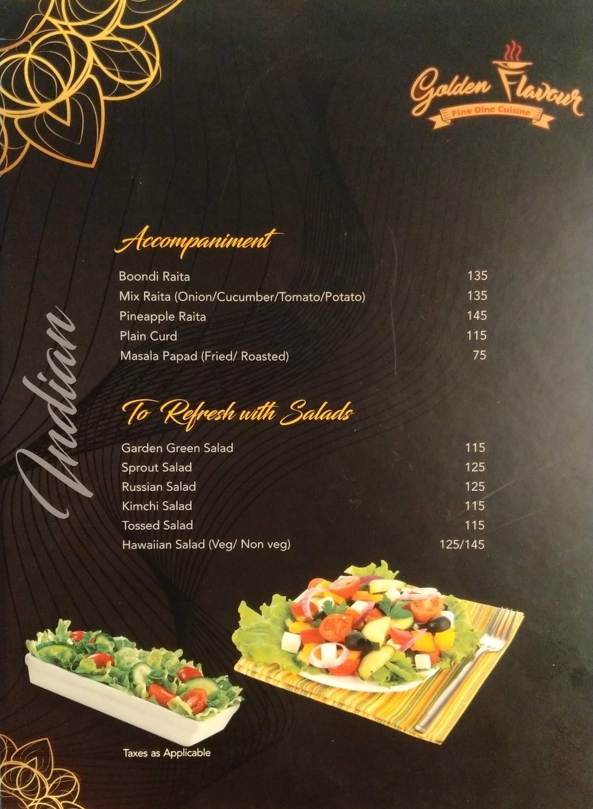 Golden Flavour menu