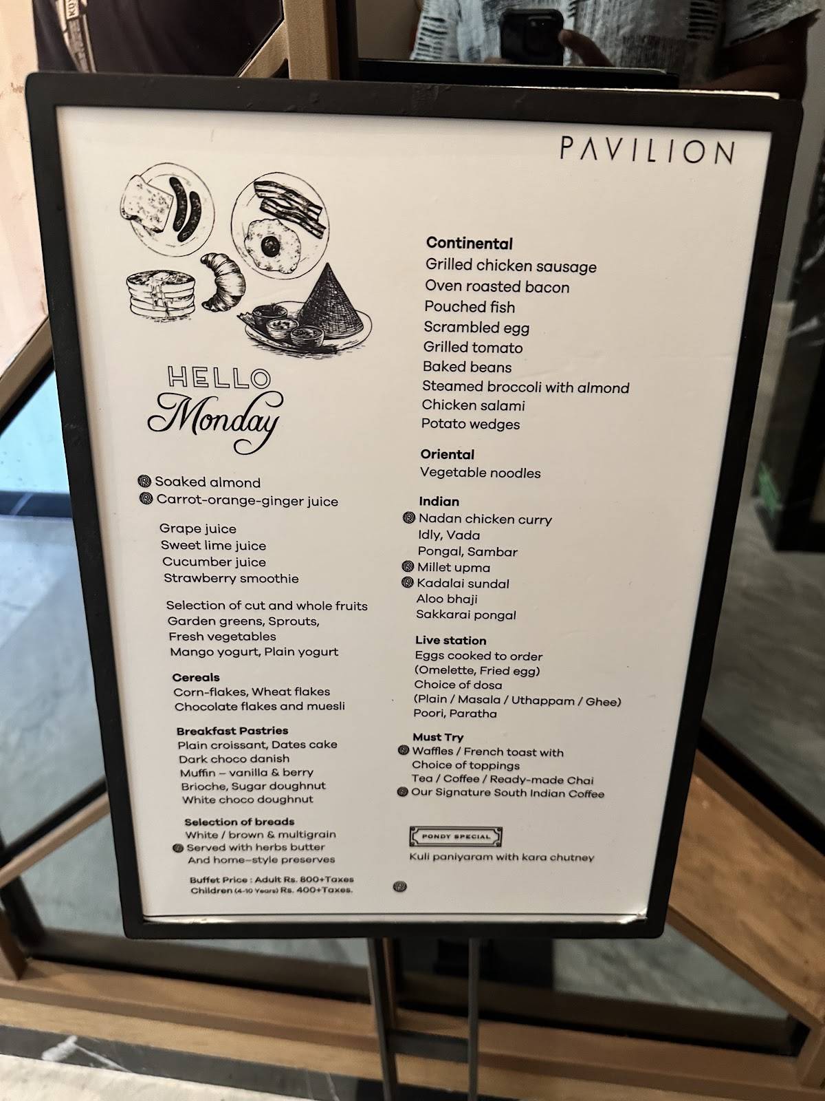 Pavilion menu