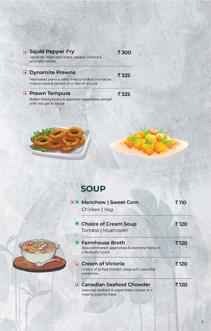 Pavillion Restaurant Hotel Abad Fort menu