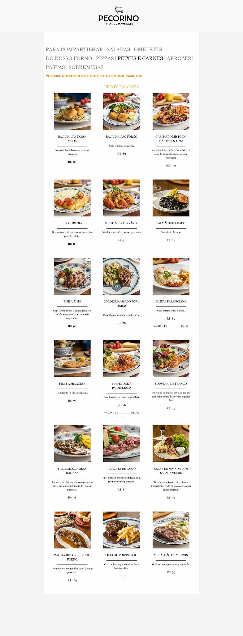 Pecorino Cucina Mediterranea Pinheiros: Massas, Risoto, Pizza, Vinhos SP cardápio
